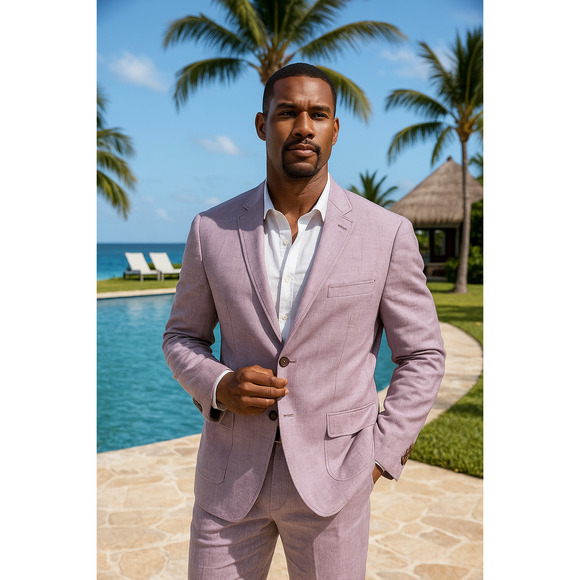 Van Heusen Studio Linen Blend Lilac Purple Sport Coat Mens 44R Lined Lightweight - Picture 1 of 7